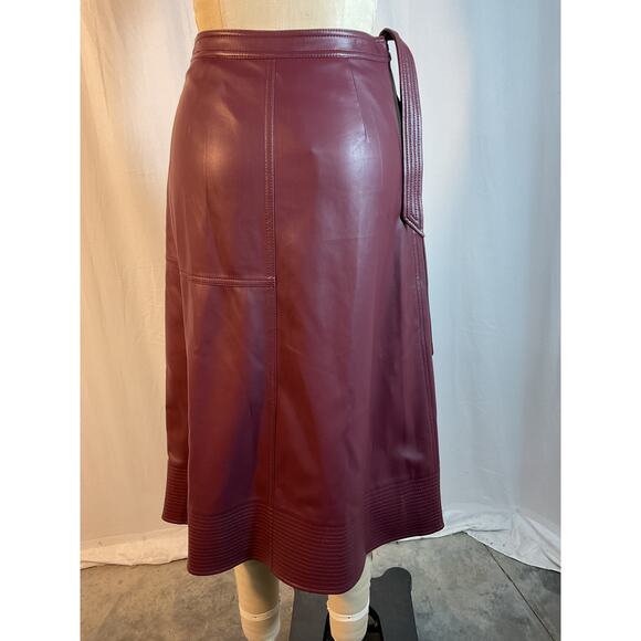 Simkhai 'Bia' Red Wrap-Effect Vegan Leather Midi Skirt Size 2 - Picture 4 of 6